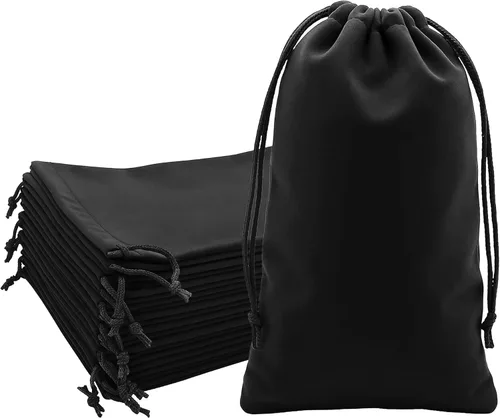 Miniatura 48 de Mandala Crafts Bolsas de terciopelo negro con cordón de 14 x 14 pulgadas, 10 bolsas grandes de terciopelo con cordón a granel para regalos de fiesta