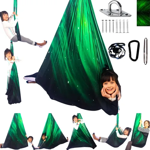 Miniatura 12 de Columpio sensorial para niños, terapia interior y exterior, hamaca para acurrucarse, con capacidad para hasta 300 libras, con kit de colgador