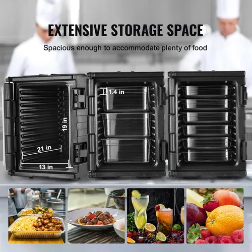 Miniatura 4 de VEVOR - Portador de bandejas de alimentos aislado, Caja de comida caliente de 95 Qt para catering, Portador de caja de comida LLDPE con hebillas
