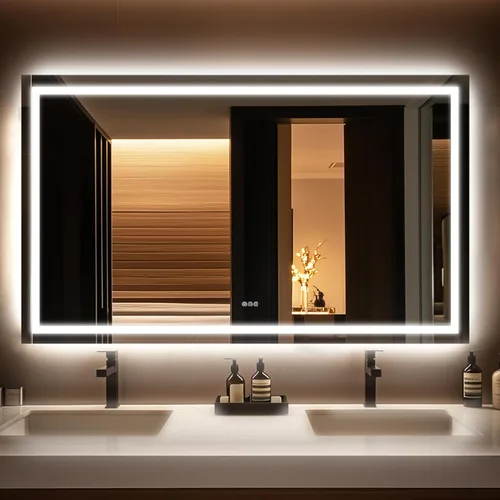 Miniatura 17 de Espejo de baño LED de 24 x 32 pulgadas con luces – antiniebla, regulable, retroiluminado e iluminado frontalmente, espejo de tocador iluminado