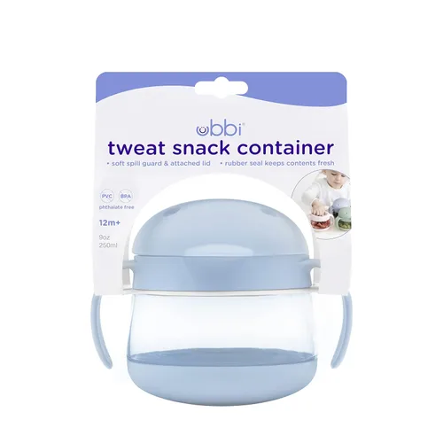 Miniatura 4 de Ubbi Tweat Contenedor de aperitivos sin derrames para niños, libre de BPA, taza de viaje para niños pequeños, azul nublado Azul (Cloudy Blue)
