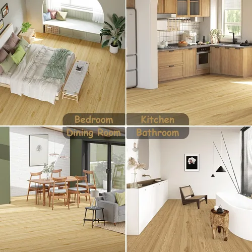 Miniatura 6 de Freshtour Rollo de piso de vinilo, baldosas de piso de grano de madera para despegar y pegar 23.6" x 393.7"/64 pies cuadrados, piso de vinilo Madera