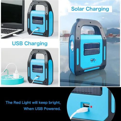 Miniatura 3 de 1 paquete 3 en 1 solar recargable USB más brillante COB LED linterna de camping, linterna de emergencia impermeable LED luz