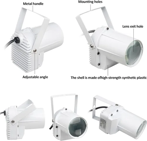 Miniatura 5 de Luz de Bola de Discoteca, PinSpot LED Blanco de 3W para Iluminar Bola de Espejo, Luces de PinSpot para DJ en el Escenario (Cáscara Blanca)