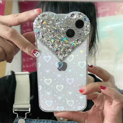 Miniatura 4 de Funda para iPhone 14 Pro Bling Case, 3D Luxury Sparkle Glitter Diamond Crystal Rhinestone Case para mujeres y niñas, bonita funda con gemas