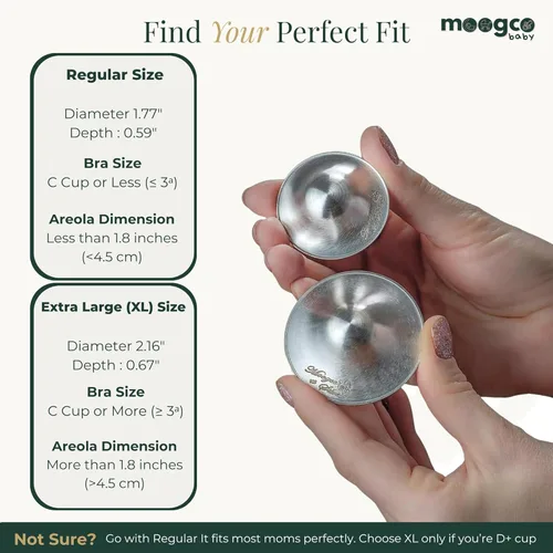 Miniatura 5 de MOOGCO Las Tazas de Lactancia Originales de Plata - Tazas de Pezón de Plata 999k - Protectores de Pezón para la Lactancia de Recién Nacidos