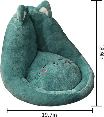Miniatura 8 de Cojín de asiento de felpa para sofá perezoso de gato, cojín para silla de oficina, tapete cálido para suelo, cojín de asiento acogedor con respaldo