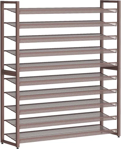 Miniatura 13 de Zapatero de metal, organizador de zapatos grande de 8 niveles, zapatero vertical de metal resistente de 4 niveles apilable para almacenamiento