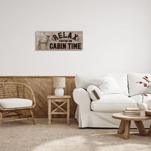 Miniatura 3 de Stupell Industries Tara Reed - Placa artística de pared con frase "Cabin Time Phrase with Deer", 17 x 7 pulgadas, fácil de colgar y resistente