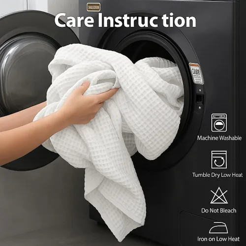 Miniatura 8 de ARlinen Manta de cama de gofres, 100% algodón, suave, ligera, transpirable, manta térmica para todas las estaciones, tamaño King, gris oscuro