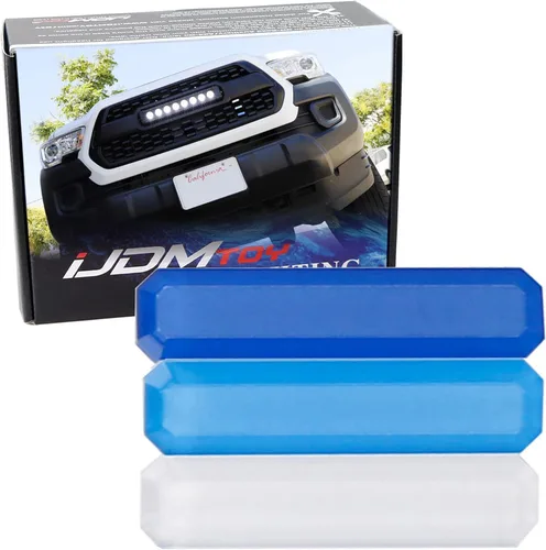 iJDMTOY Adhesivo para rejilla de 3 colores, estilo retro, color blanco, azul, azul marino, compatible con Toyota Tacoma 2016-23 con rejilla TRD-Pro