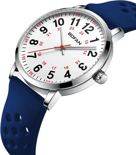 Miniatura 2 de BOFAN Reloj de enfermera para enfermera, profesionales médicos, estudiantes, médicos con esfera fácil de leer, segunda mano y 24 horas, banda
