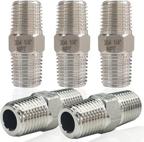 Miniatura 8 de ZOUNI 5 pezones hexagonales de 1/2 pulgada macho x 1/2 pulgadas macho de 1/2 pulgadas, acero inoxidable 304 NPT de 1/2 pulgadas, accesorios