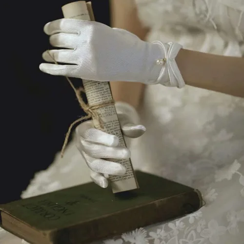 Miniatura 2 de Vestido de novia de satén para mujer, fiesta de ópera, guantes de los años 20, guantes hasta la muñeca