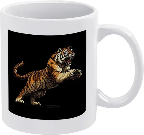 Miniatura 8 de Tazas de café de tigre feroz a rayas asiáticas vintage de cerámica abstracta vida silvestre Asia naturaleza selva taza papá regalos de cumpleaños