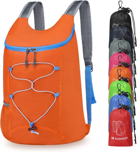 Miniatura 8 de Mochila plegable ligera para senderismo, 20 litros, para acampar, ciclismo, al aire libre, color negro