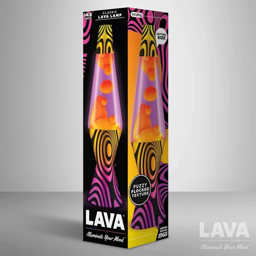 Miniatura 6 de Lava Lámpara – 14.5'' Groovy Gradient Flocado Base – La Luz de Movimiento Original – Cera Amarilla y Líquido Púrpura – Artículo #2015