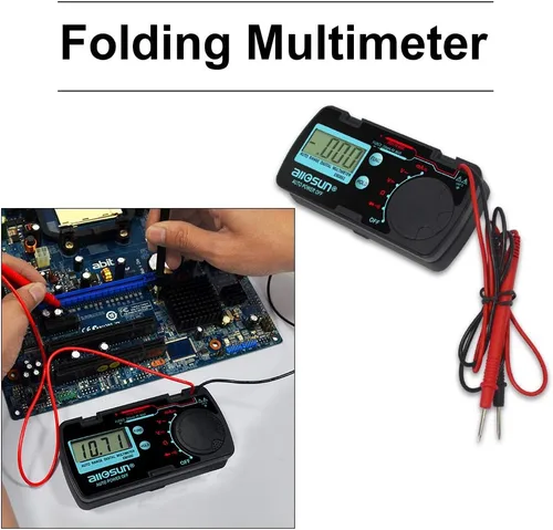 Miniatura 9 de allsun Mini rango automático plegable multímetro digital probador automotriz AC DC Volt AMP Ohm LCD Voltímetro de viaje Amperímetro probador