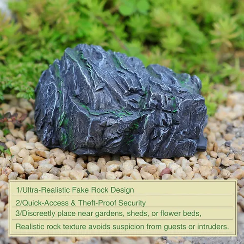 Miniatura 4 de Oculta una llave de piedra, ocultador de llaves de roca falsa para exteriores, caja de seguridad oculta impermeable para patio, jardín, patio