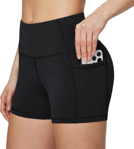 baleaf - Pantalones cortos de ciclista de cintura alta para mujer de 8" / 5" / 3", de spandex, con bolsillos, para yoga, entrenamiento, gimnasio,