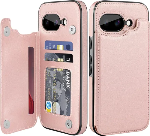 Miniatura 14 de Bizzib para Google Pixel 6A Funda de cuero tipo cartera con tarjetero, cubierta tipo libro con pata de pie, cierre magnético, funda protectora a