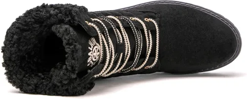 Miniatura 6 de GLOBALWIN Botas de tobillo acolchadas para mujer, botas de combate de moda, con cordones, tacón bajo, botines de piel cálida para mujer