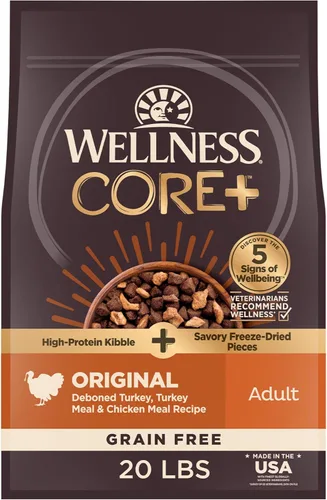 Miniatura 16 de Wellness CORE+ Alimento seco para perros con trozos liofilizados, sin granos, alta proteína, natural, receta de caza silvestre con pato, cordero
