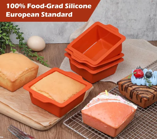 Miniatura 2 de Webake Moldes cuadrados de silicona de 4 pulgadas, moldes de silicona cuadrados antiadherentes para hornear, cubitos de hielo, gelatina, jabón, sin