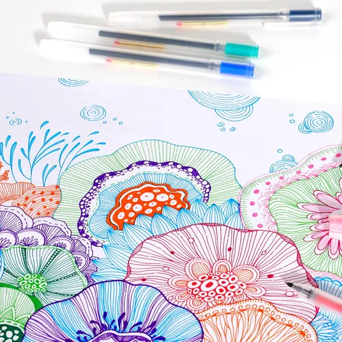 Miniatura 5 de HANKU Bolígrafos de tinta de gel, 15 bolígrafos de 0.5 mm de punta de aguja de colores, bolígrafos de bola de rodillo multicolor de escritura suave