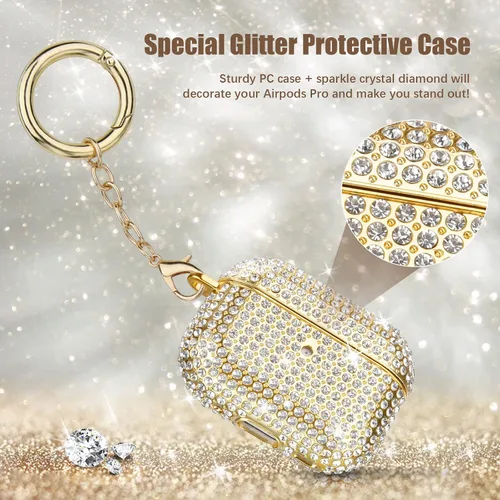 Miniatura 3 de Funda para AirPods Pro de 2ª generación, Filoto Cute AirPod Pro 2 Funda protectora para mujeres y niñas, brillantes de cristal de PC Apple Air Pods