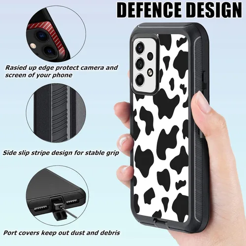 Miniatura 3 de Funda compatible con Samsung Galaxy A53 5G para mujeres y niñas, diseño de vaca, funda de lujo A53 5G con protector de pantalla, resistente a prueba