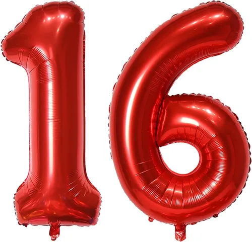 Miniatura 49 de Globo de helio rojo del número 10 de 40 pulgadas, autosellado para decoración de fiesta de cumpleaños y decoración de fiesta de aniversario (rojo 10)