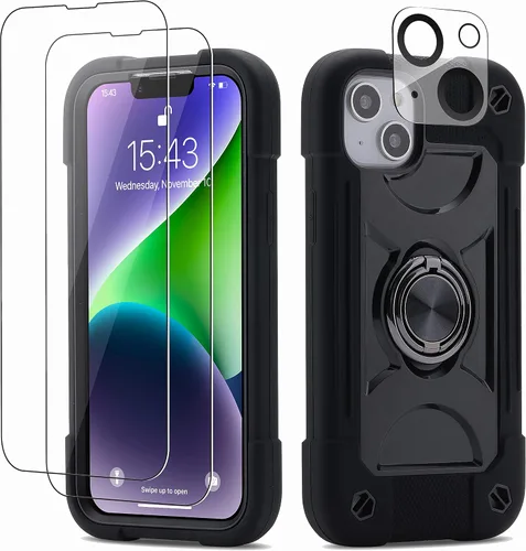 Miniatura 9 de Funda para iPhone Se3/iPhone Se2, iPhone 6/6S, iPhone 7/iPhone 8 de 4.7 pulgadas con soporte de anillo, con 2 protectores de pantalla resistentes