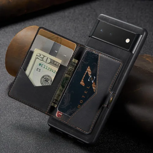 Miniatura 4 de Funda para Google Pixel 6 Pro, cartera magnética desmontable con ranura para efectivo, soporte de carga inalámbrica, función atril compatible