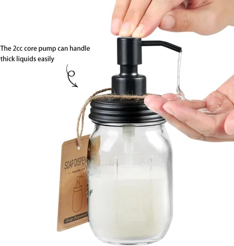 Miniatura 4 de SheeChung Mason Jar - Juego de accesorios de baño, 2 piezas, dispensador de jabón, soporte para cepillo de dientes, decoración de baño, decoración