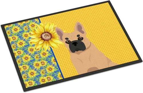 Miniatura 262 de Caroline's Treasures WDK5313MAT Airedale Terrier - Tapete para puerta delantera de 18 x 27 pulgadas, diseño de girasoles de verano, para entrada