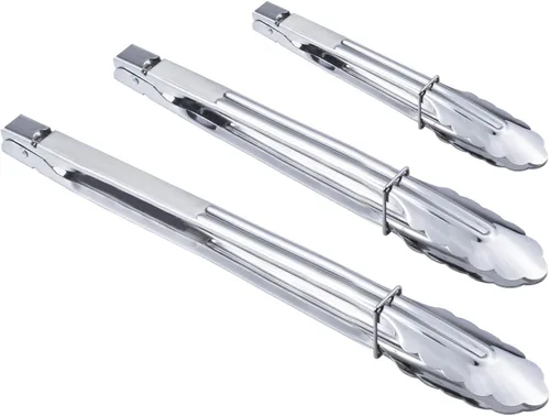 Miniatura 9 de HINMAY Juego de pinzas de cocina de acero inoxidable, pinzas de cocina de metal (7, 9, 12 pulgadas, 3 piezas)