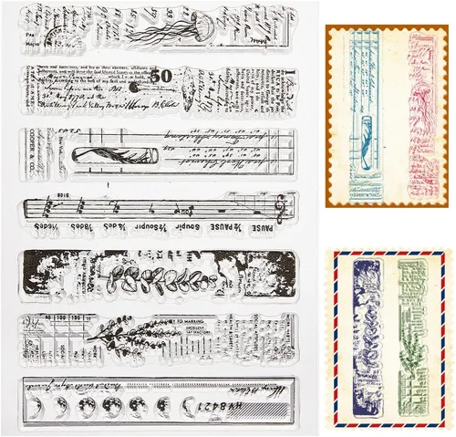 Miniatura 8 de CRASPIRE Sellos Transparentes con Fondo de Grieta Vintage Retro, Sellos de Goma Reutilizables de Silicona Transparente para Álbum de Fotos, Álbum