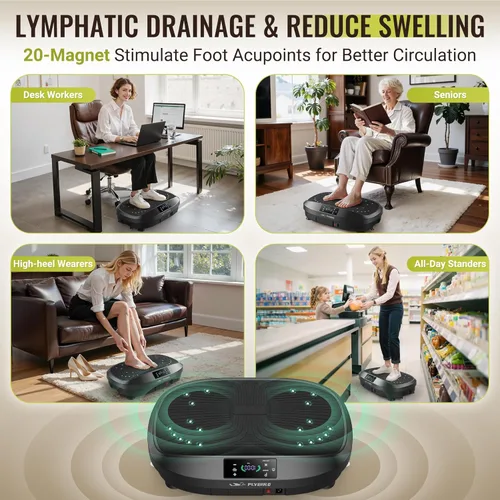 Miniatura 6 de FLYBIRD Vibration Plate Exercise Machine, Adjustable Speed High Intensity Vibration for Muscle Toning Weight Loss Lymphatic Drainage, Full Body