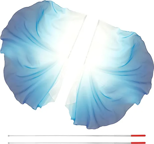 Miniatura 12 de 2 piezas de bandera de danza de adoración con poste telescópico, bandera de alabanza suave, elegante y encantadora, 1,4 × 1,9 m, banderas de Blanco
