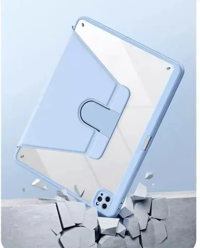 Miniatura 7 de Funda para iPad de 9ª/8ª/7ª generación con teclado de 10.2 pulgadas, cubierta inteligente giratoria con teclado redondo magnético desmontable, azul