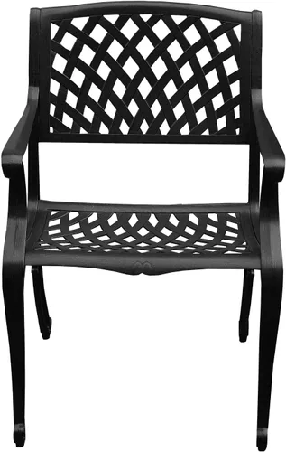 Miniatura 3 de Oakland Living Silla de comedor de patio negro de aluminio fundido de malla al aire libre moderna