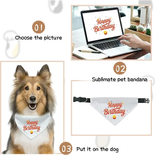 Miniatura 4 de 4 unidades de collar triangular blanco para perro, bandana para perro con hebilla ajustable sublimación en blanco, bandanas para perros y gatos, S