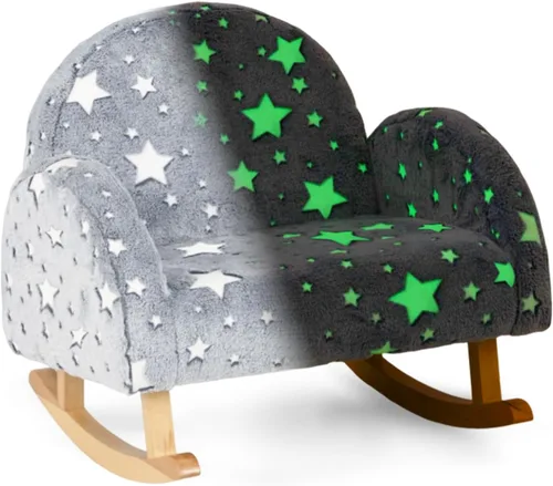Miniatura 17 de Sofá Infantil INFANS, Silla Balancín para Niños Pequeños con Estructura de Madera Sólida, Diseño Antivuelco, Tela de Felpa, Sillón para Niños