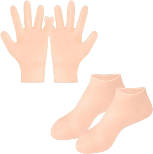 Miniatura 8 de Juego de 2 pares de calcetines hidratantes para spa de gel de silicona para piel seca y agrietada, calcetines de silicona para pies secos
