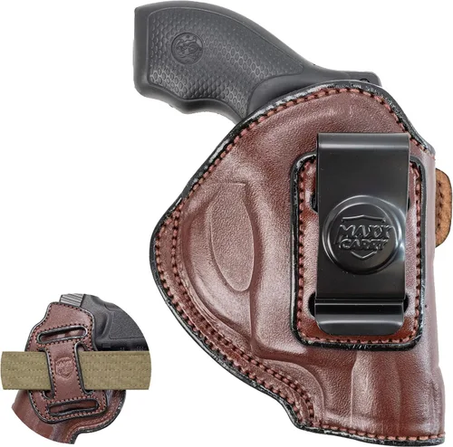 Miniatura 11 de Maxx Carry Funda de cuero de alta calidad OWB e IWB de 4 vías para pistola de marco J para los modelos S&W 442 y 642 Airweight 637, 638, 640 y otros