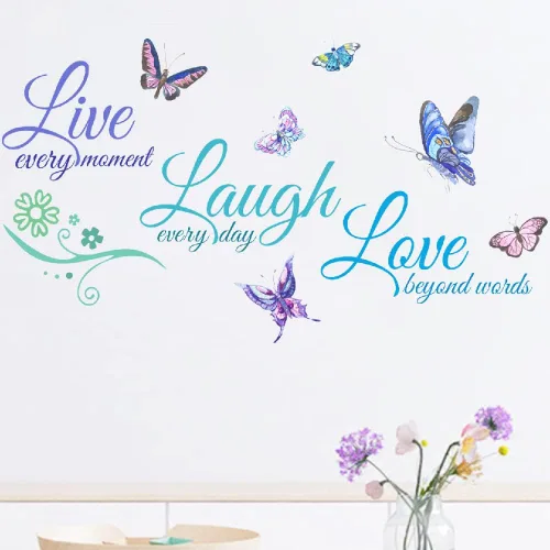 Miniatura 4 de Live Love Laugh - Juego de 3 calcomanías motivacionales para pared, calcomanías inspiradoras para la familia (18 x 39 pulgadas, verde, azul y morado)