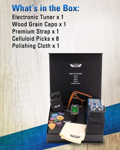 Miniatura 8 de Stage Rocker Guitar Accessories Gift Box for Acoustic and Electric Guitars, 5-in-1 Essential Gift