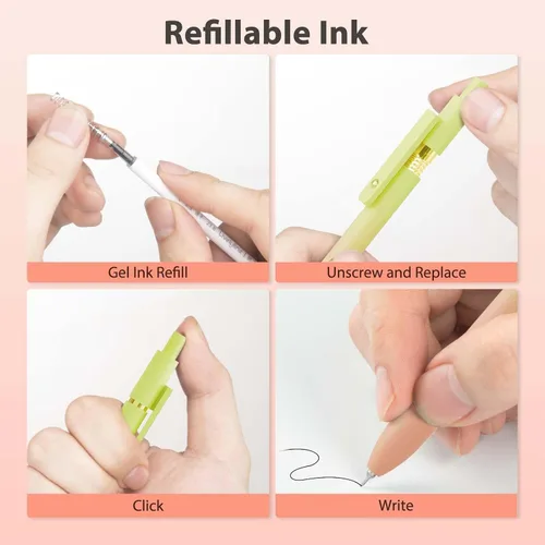 Miniatura 3 de MIUTME Bolígrafos de gel, bolígrafos de tinta negra de secado rápido de 0.020 in, bolígrafos de escritura suave de punta fina, bonitos suministros