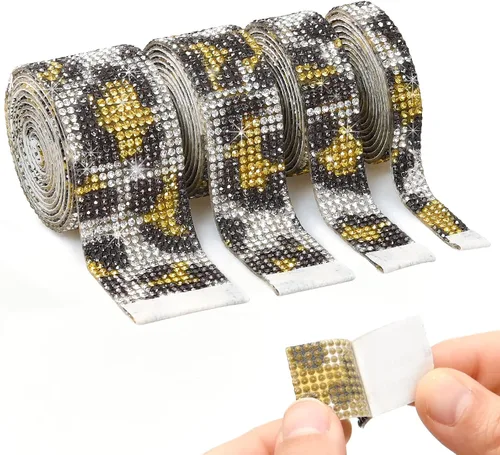Miniatura 13 de 4 rollos de calcomanías autoadhesivas de diamantes de imitación de color negro, con diamantes de imitación de 0.079 pulgadas (0.079 in)